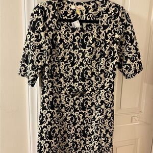 Elegant Black and Cream Patterned Dress